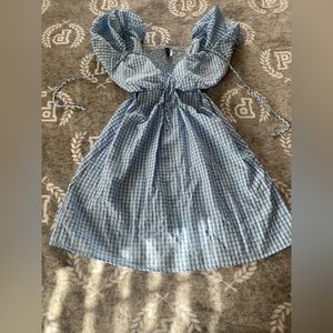 H&M blue Gingham Cottagecore Alice in Wonderland Goldilocks‎ Mini dress L